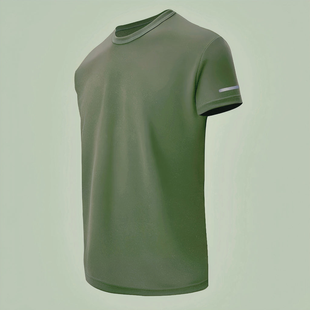 Men's Quick-Dry Sports T-Shirt with Reflective Strips, Moisture-Wicking