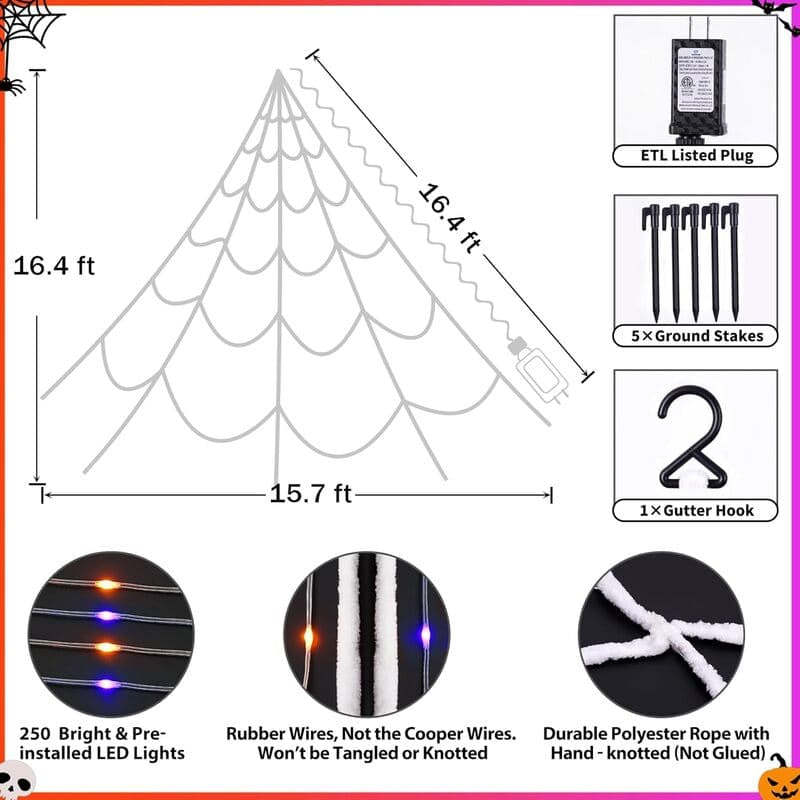 🎃Spooky Season Outdoor Spider Web Lights