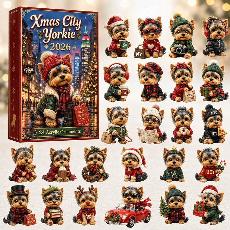 😍🐶24 Days Yorkie Acrylic Ornament Advent Calendar