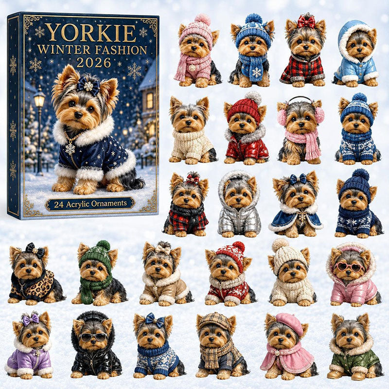 😍🐶24 Days Yorkie Acrylic Ornament Advent Calendar