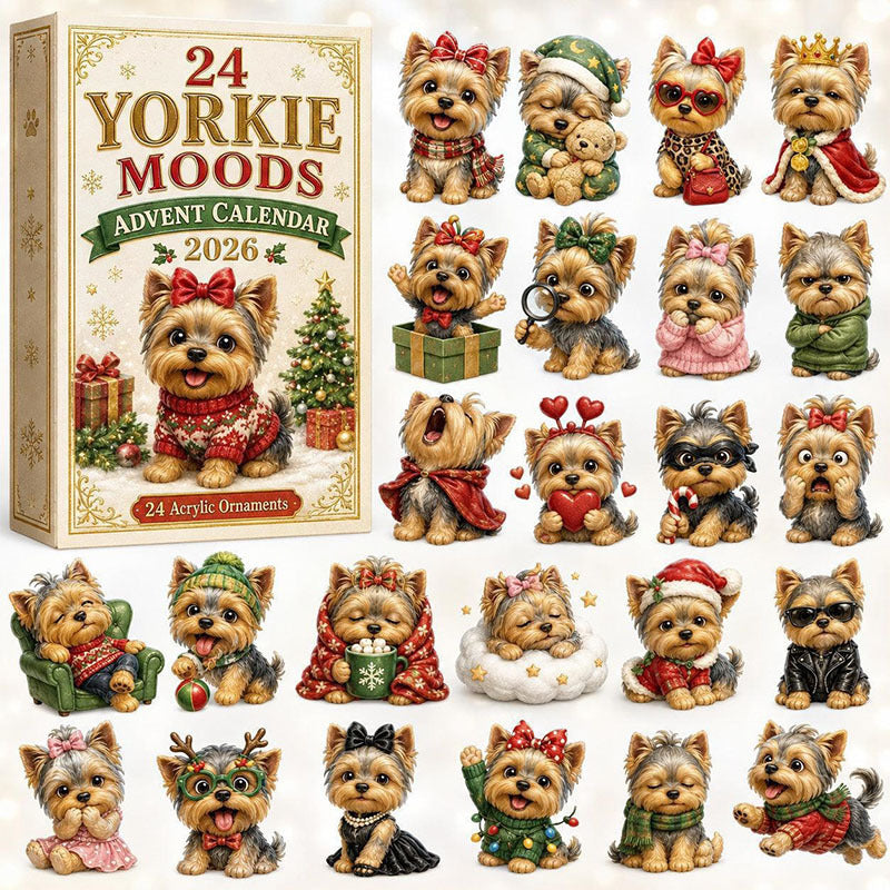 😍🐶24 Days Yorkie Acrylic Ornament Advent Calendar