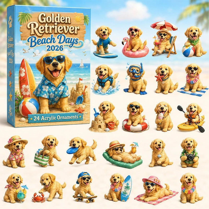 😍🐕24 Days Golden Retriever Acrylic Ornament Advent Calendar