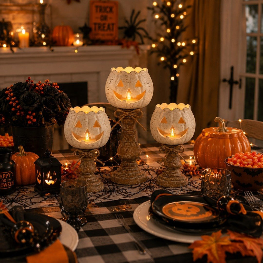 🎁Last Day 50% OFF🔥Rustic White Pumpkin Tealight Candle Holder✨