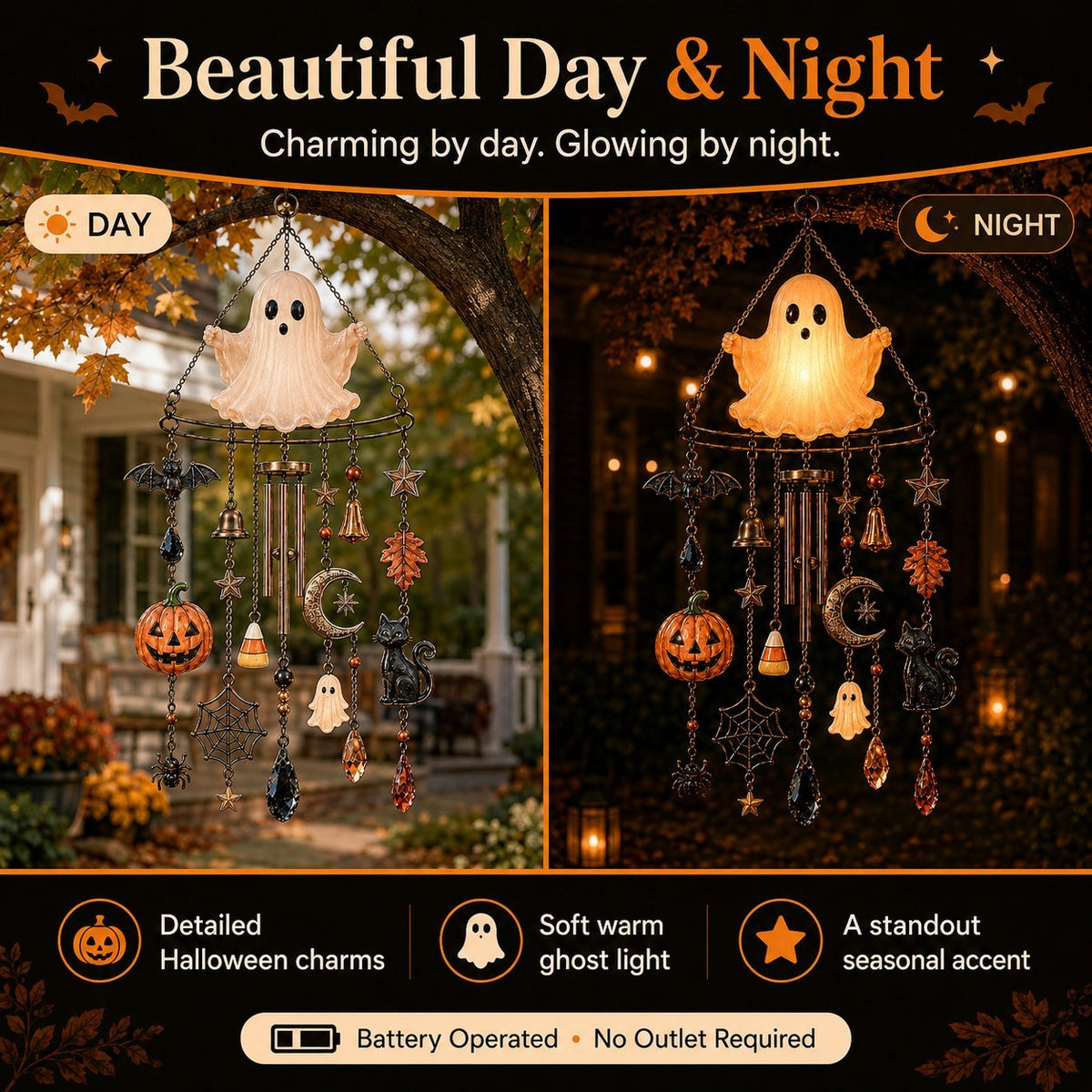 🔥LAST DAY 50% OFF - 👻Halloween Themed Haunted Glow Ghost Wind Chime