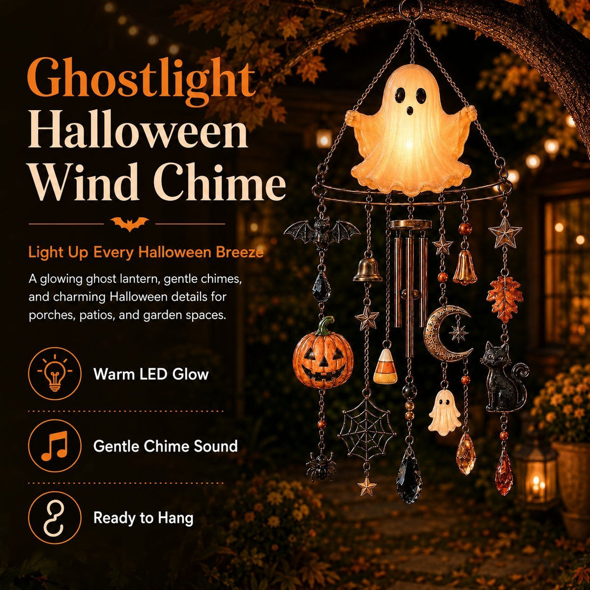 🔥LAST DAY 50% OFF - 👻Halloween Themed Haunted Glow Ghost Wind Chime