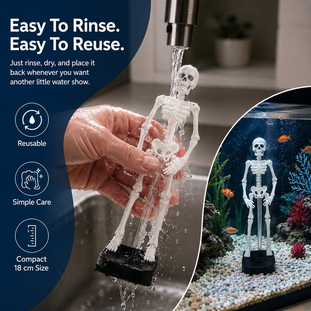 White Underwater Dancing Skeleton Bath Toy With Suction Base