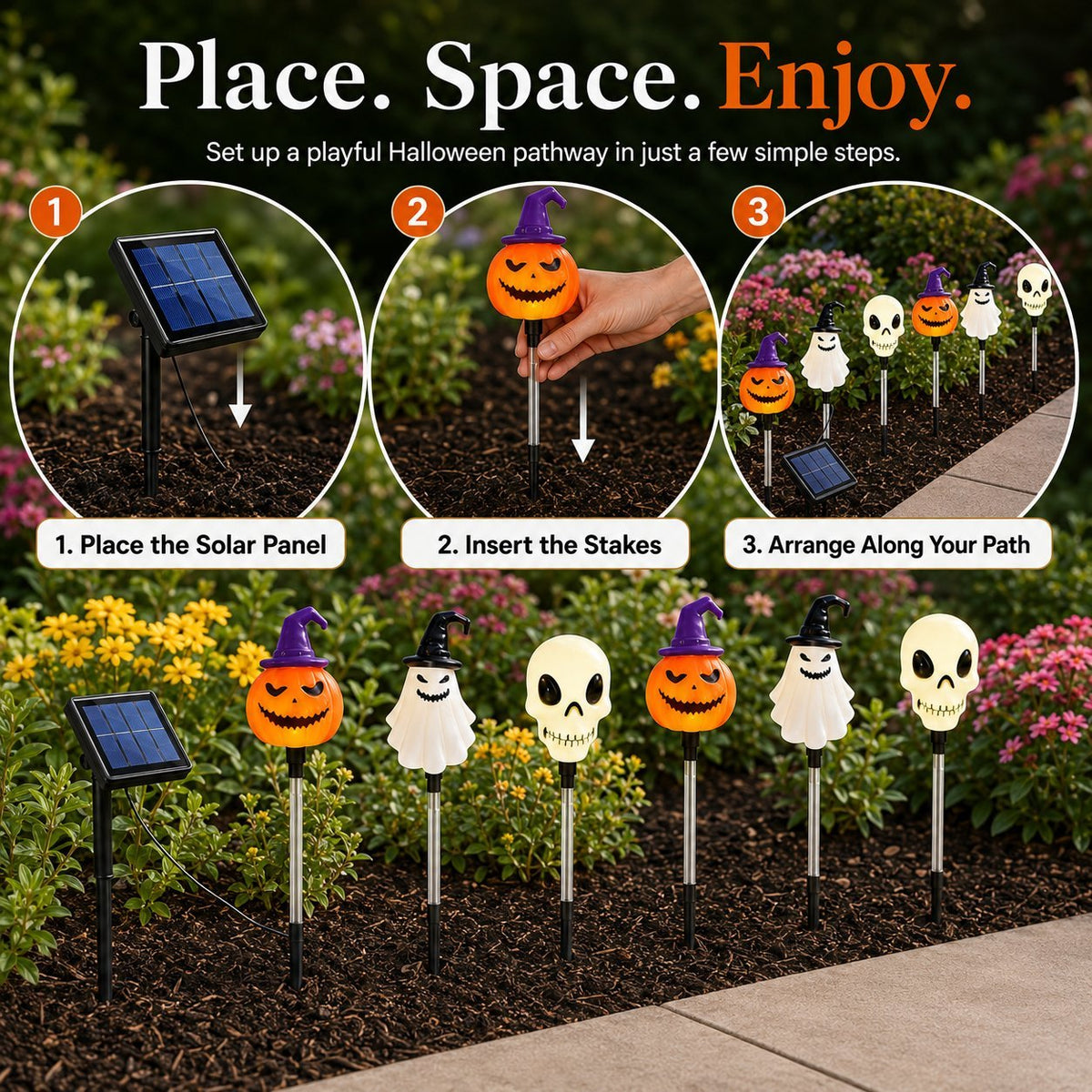 🎃 Halloween Solar Character Pathway Lights – 6-Piece Set