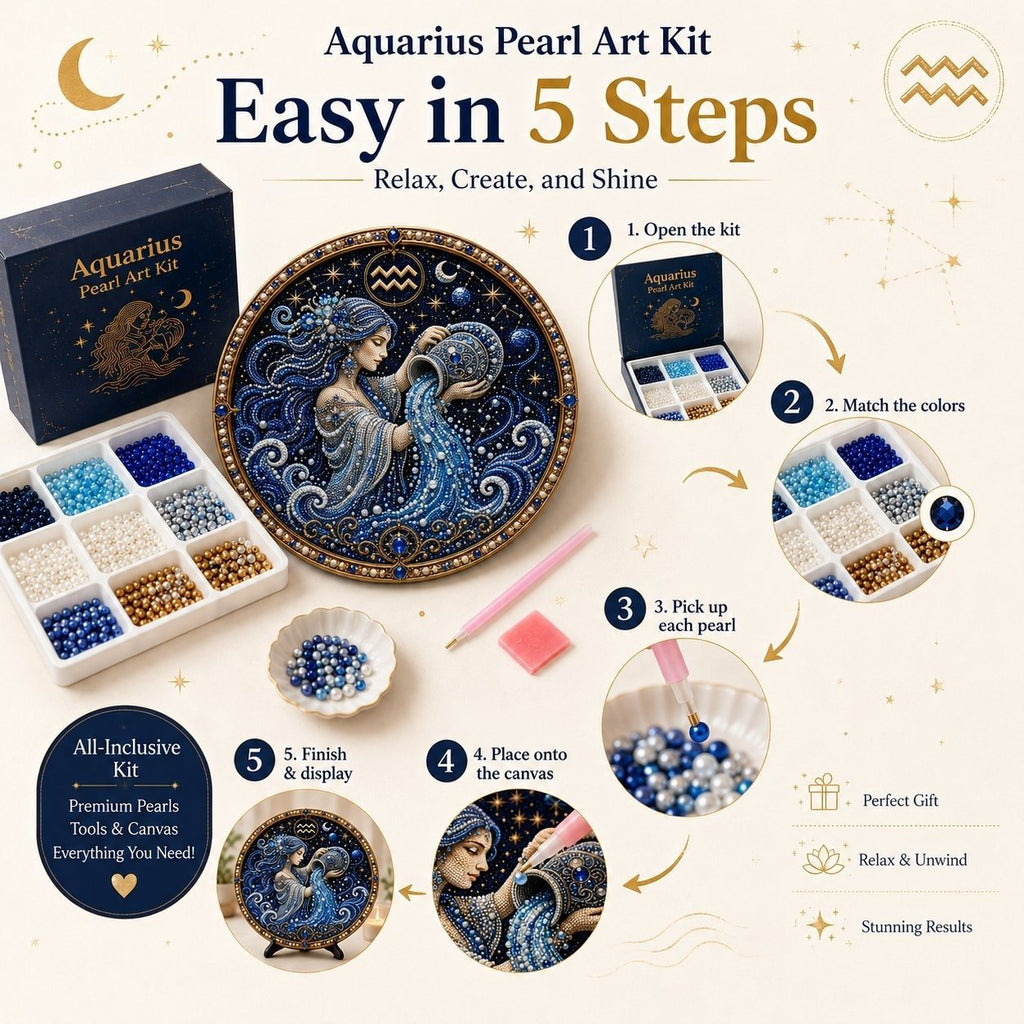 🔥 LAST DAY 49% OFF – ✨ Premium 3D Pearl 12 Zodiac Signs Art Kit ♈🌙💎