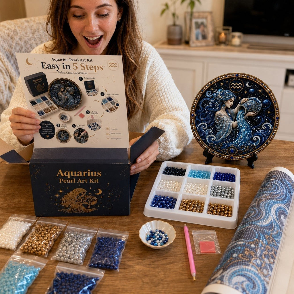 🔥 LAST DAY 49% OFF – ✨ Premium 3D Pearl 12 Zodiac Signs Art Kit ♈🌙💎