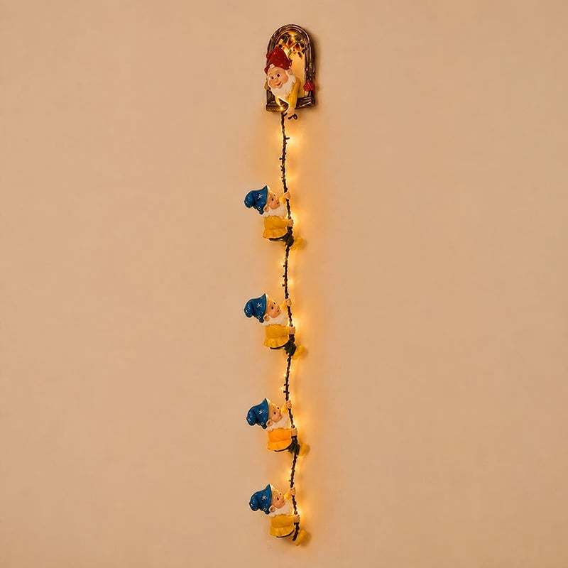 🎄Handmade Climbing Gnome Christmas StringLights, Indoor OutdoorWall Hanging Holiday Decor