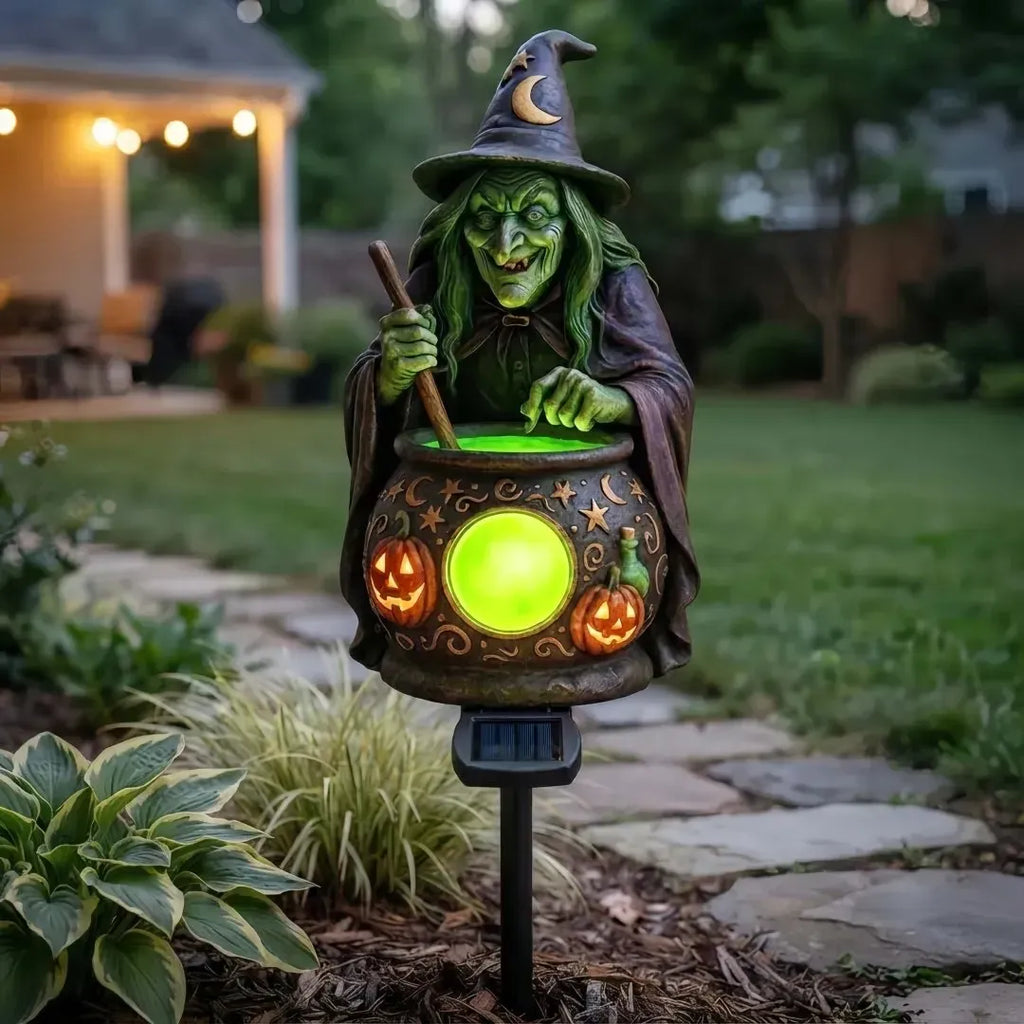 💥🏆Halloween Solar Witch Cauldron Garden Stake Light