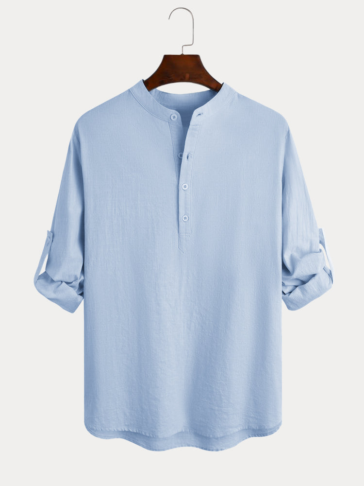 Men's  Cotton Linen Casual Long Sleeve Shirt