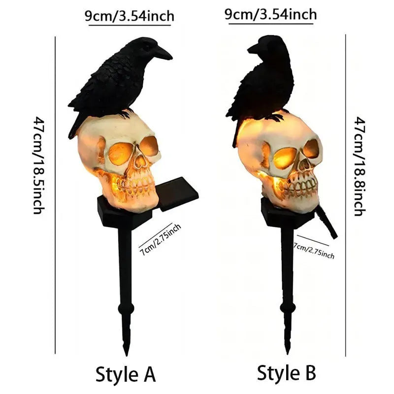🐦‍⬛Solar Powered Animated Raven Skull Garden Spike💀 | Halloween Garden Decoration For Outdoor Use