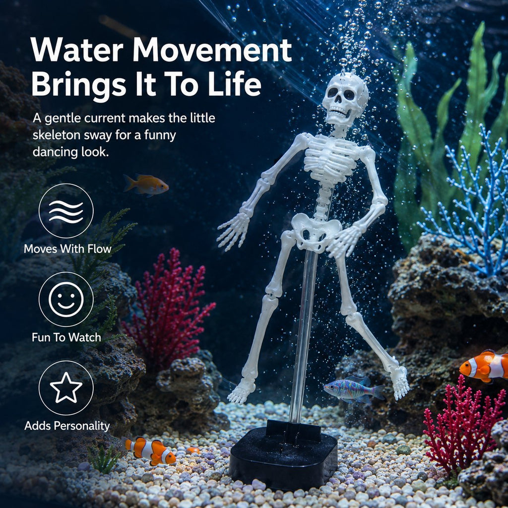 White Underwater Dancing Skeleton Bath Toy With Suction Base