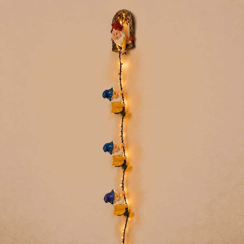 🎄Handmade Climbing Gnome Christmas StringLights, Indoor OutdoorWall Hanging Holiday Decor