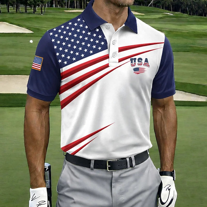 US 250th Anniversary Print Men's Polo Shirt
