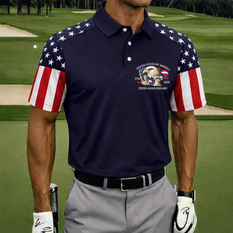 US 250th Anniversary Print Men's Polo Shirt