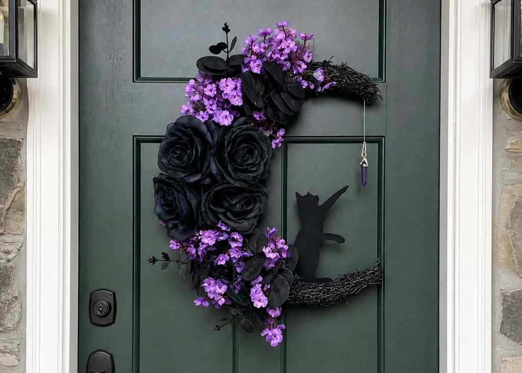 🔥Last Day 49% OFF - 🐈‍⬛🌙Handmade Halloween Cat Wreath(📦Buy 2 Free Shipping)