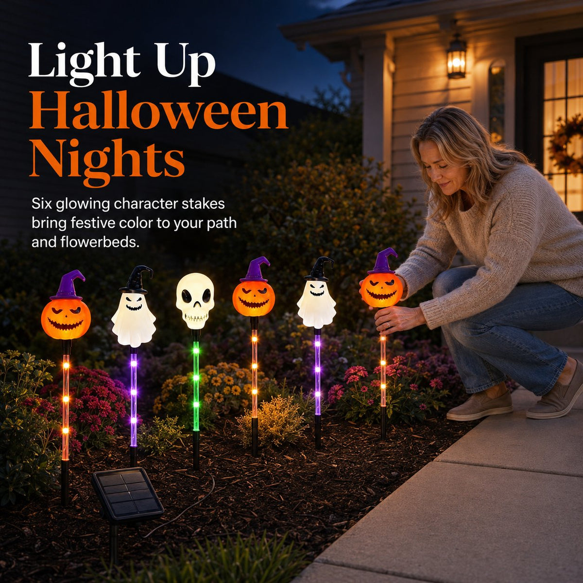 🎃 Halloween Solar Character Pathway Lights – 6-Piece Set