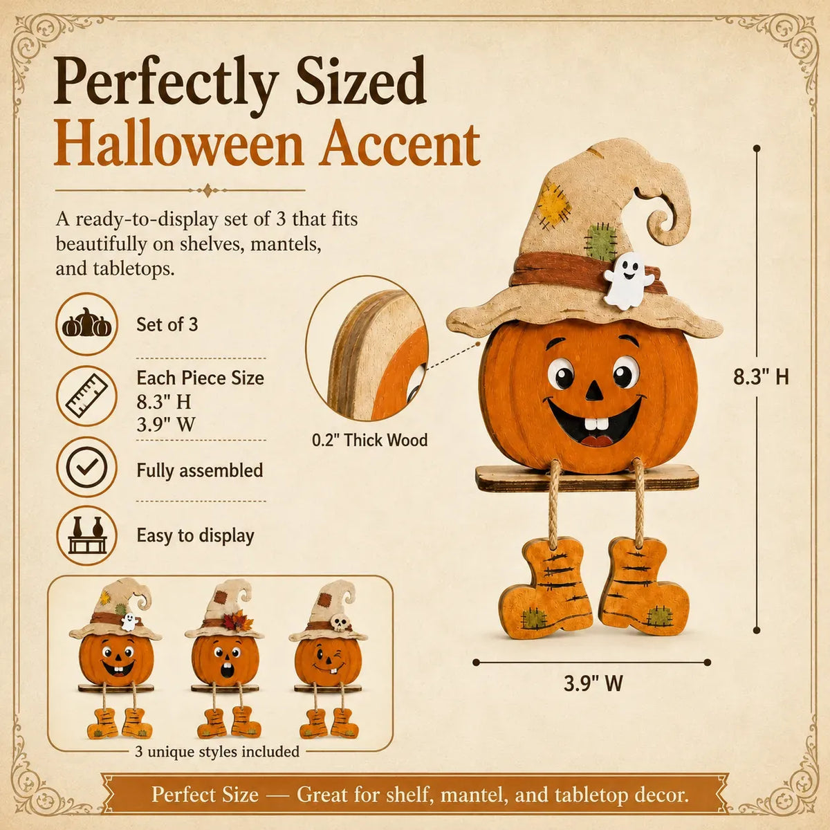 🎁Halloween Pumpkin Shelf Sitters(3Pcs)