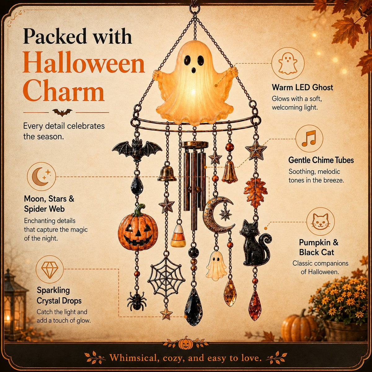 🔥LAST DAY 50% OFF - 👻Halloween Themed Haunted Glow Ghost Wind Chime