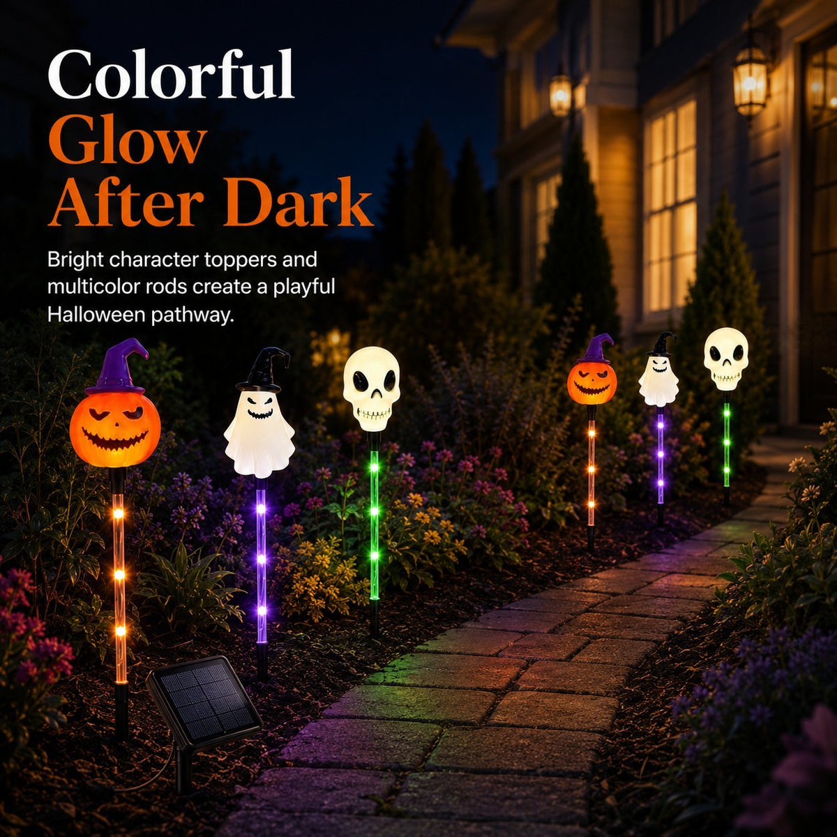 🎃 Halloween Solar Character Pathway Lights – 6-Piece Set