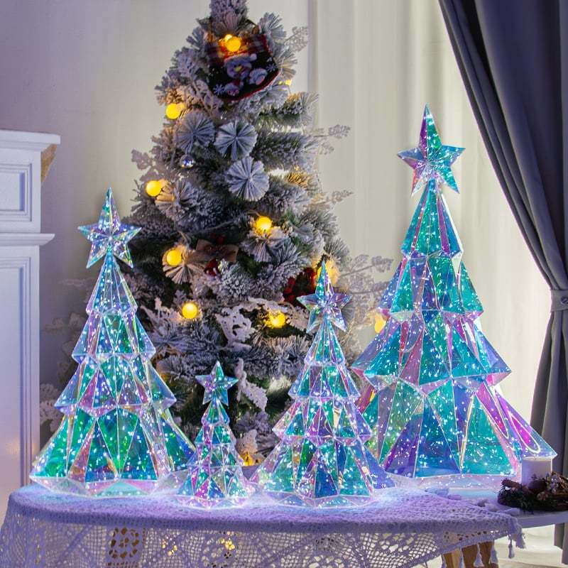 🎅 Early Christmas Sale 🎅✨3D Prismatic Iridescent Holographic Christmas Tree with LED Lights