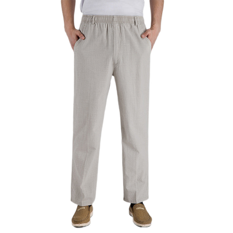 Men's Linen High Waist Slim Fit Pants