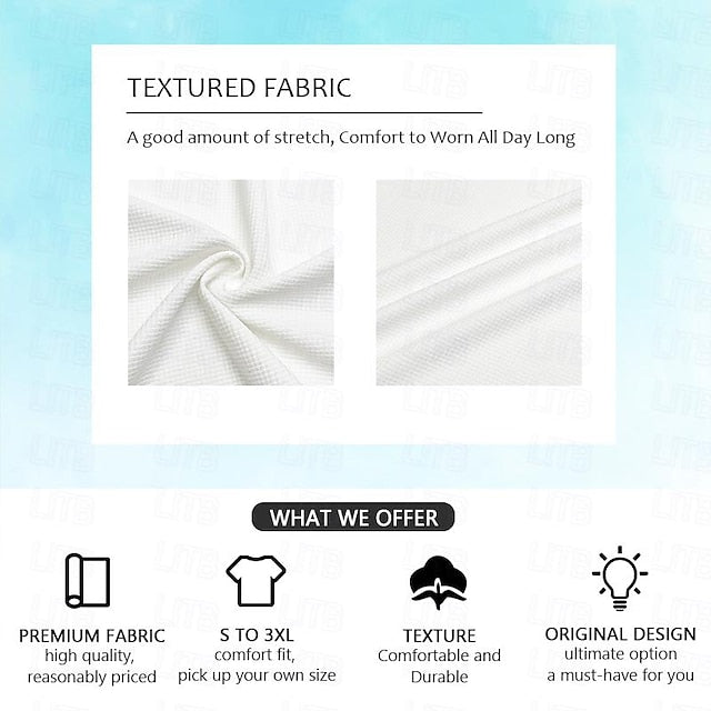 Men's Horizontal Stripes Waffle Polo Shirts Textured Long Sleeve Polo Shirts
