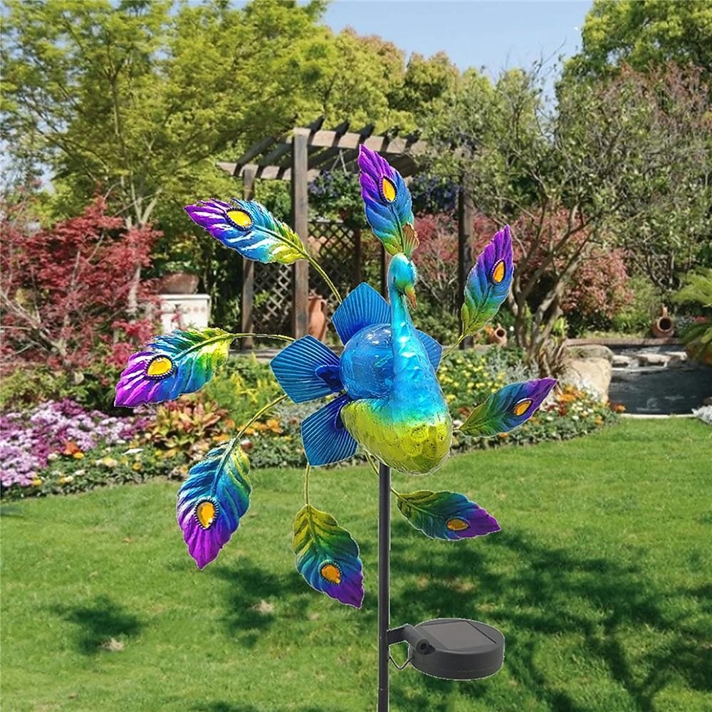 🔥Hot Sale🔥Solar Peacock Windmill Light – LED Pathway Light for Lawn, Garden & Outdoor Decor