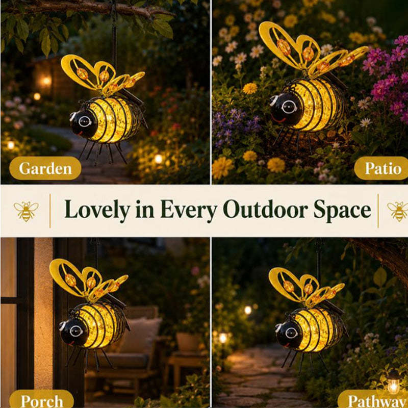 🐝Hanging Solar Bee Light – Warm Amber Glow, Flicker-Free